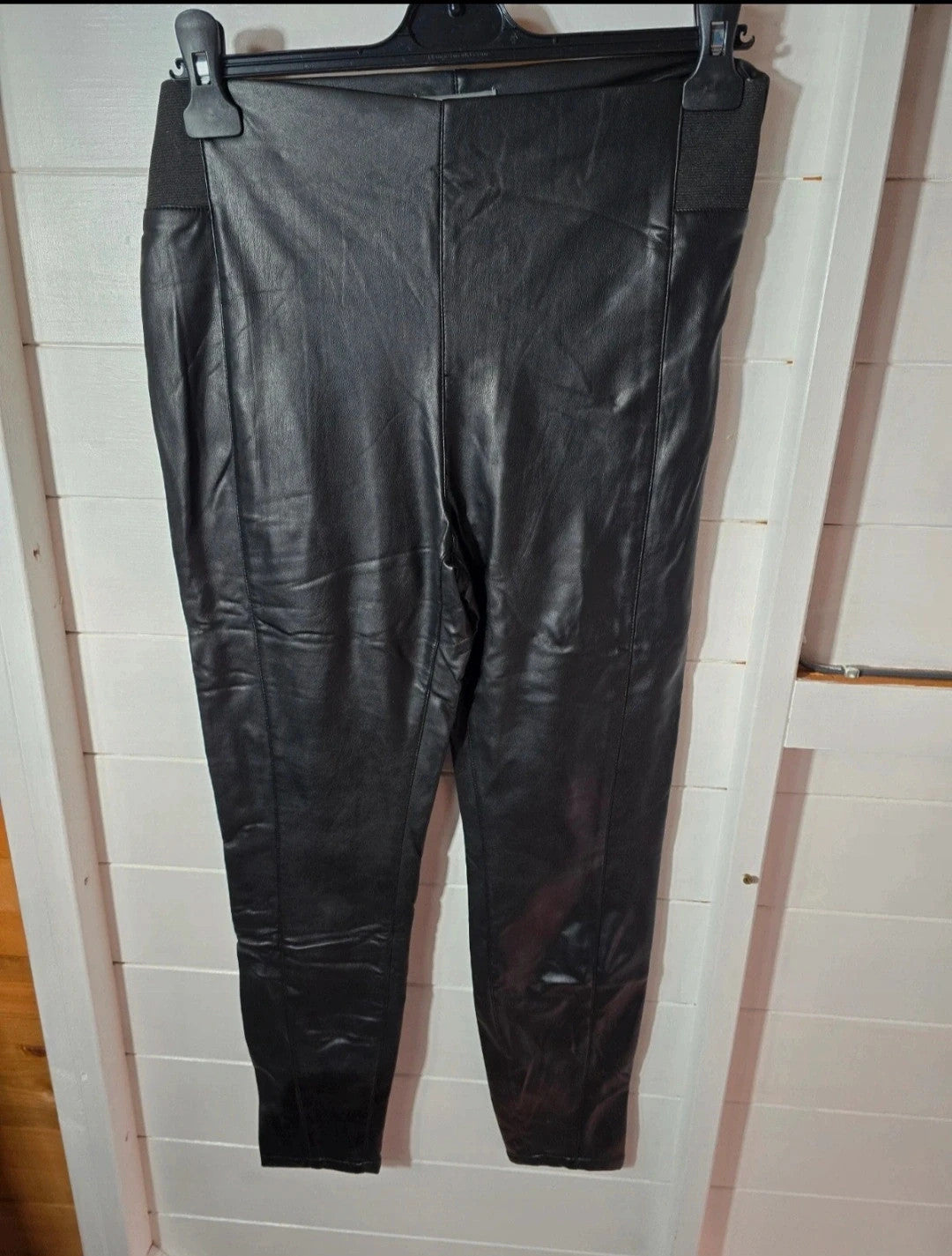 Matalan petite black faux leather high waisted leggings size 12