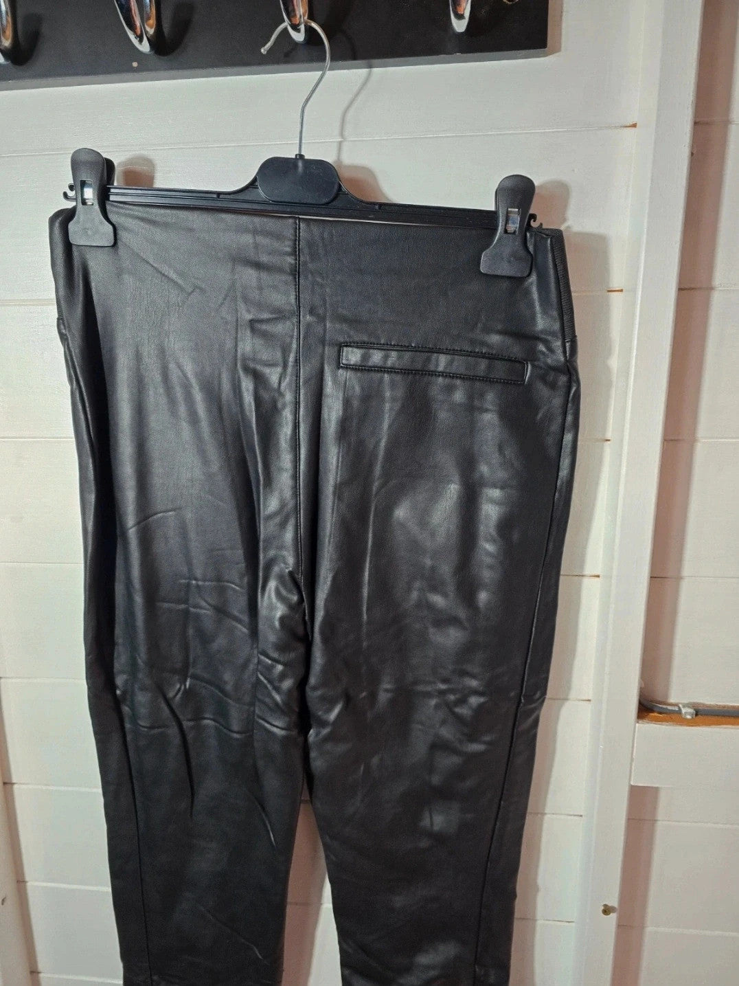 Matalan petite black faux leather high waisted leggings size 12