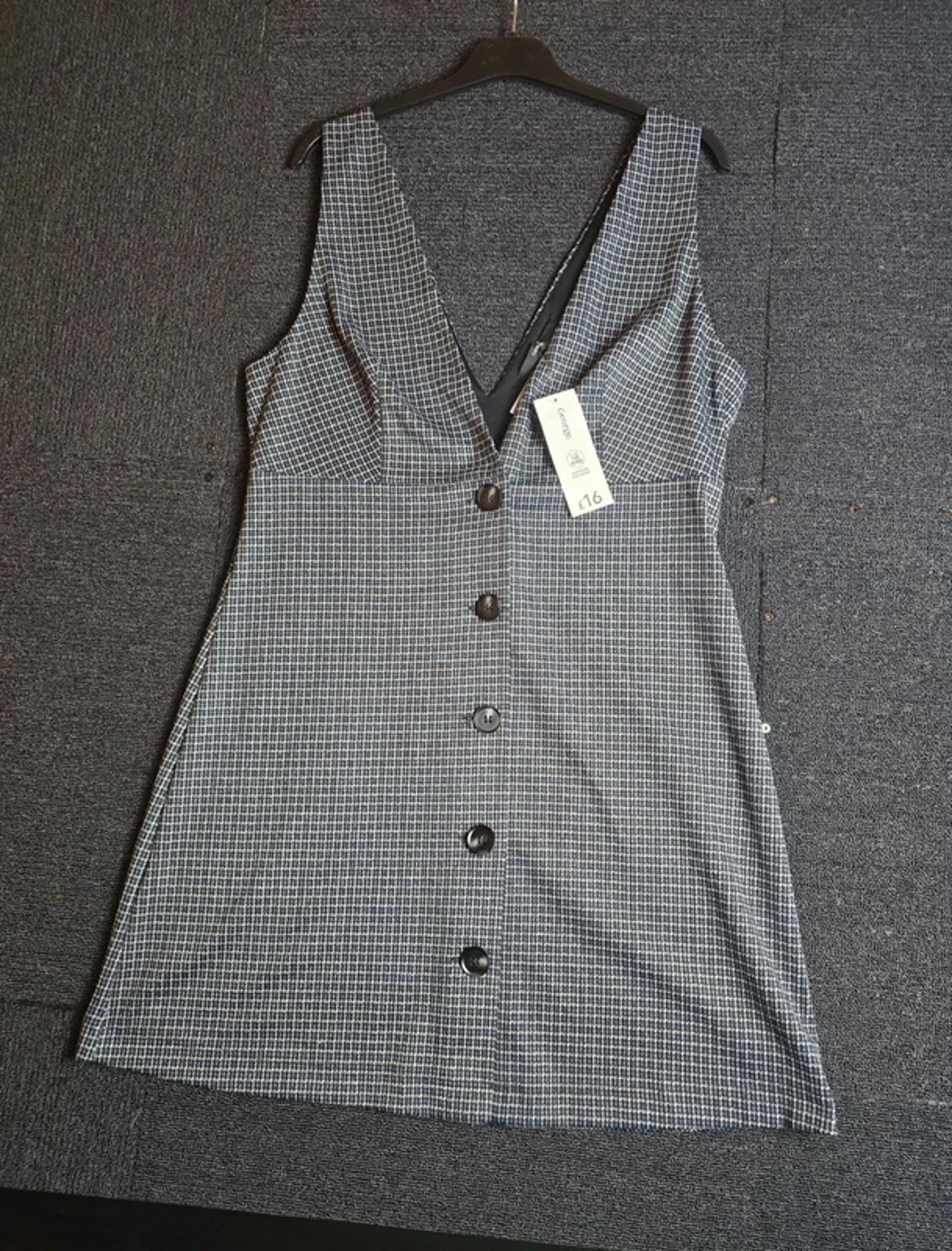 George Checked Pinafore Dress Black/Navy NWT Size 12 (14) RRP £16