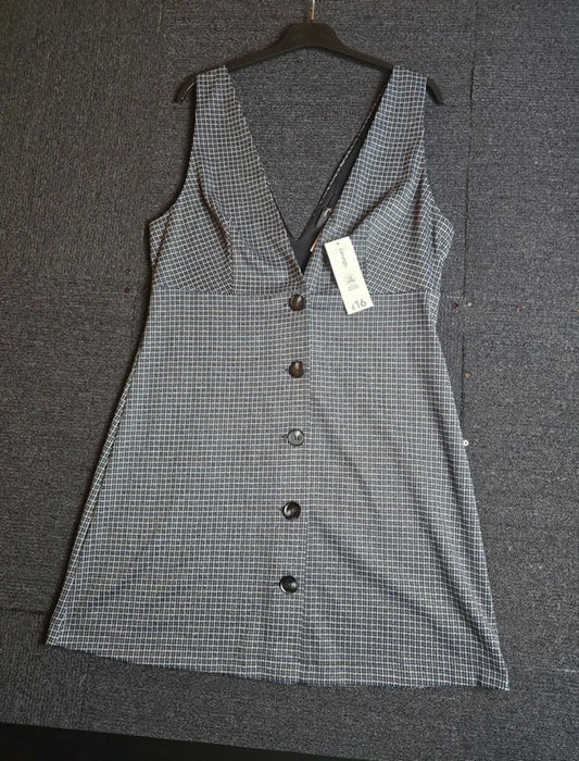 George Checked Pinafore Dress Black/Navy NWT Size 12 (14) RRP £16