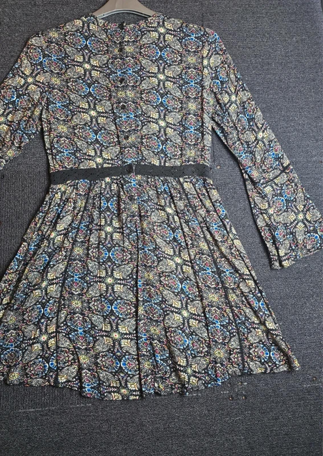 Brave Soul Patterned Dress Black Multicolour Size 12 Knee Length Casual Wear