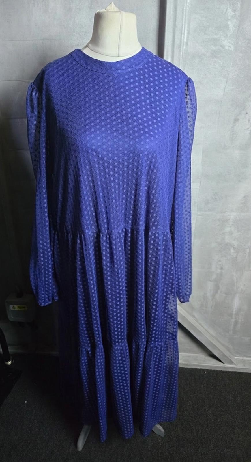 Principles blue polka dot embossed midi dress size 22 NWT