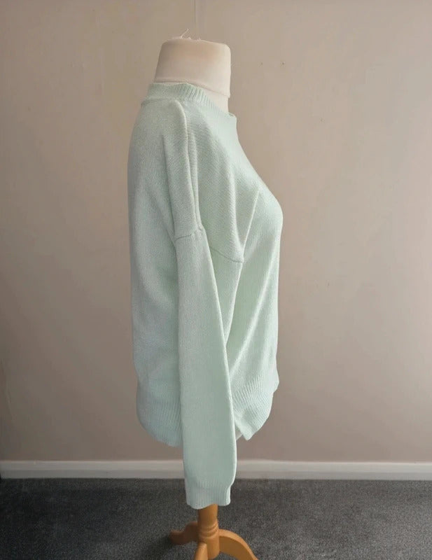 F&F Women's Mint Green Textured Long-Sleeved Jumper Size 12