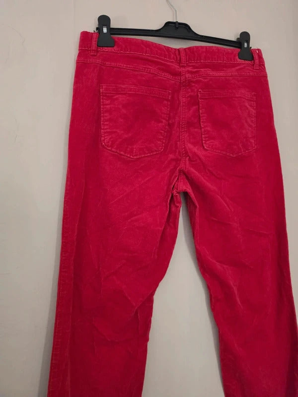 Marks & Spencer Red Corduroy Slim Leg Trousers – Size 12 Short