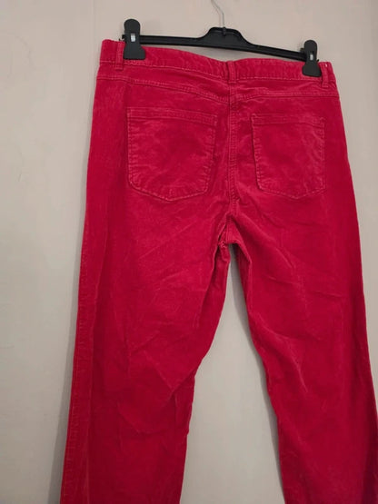Marks & Spencer Red Corduroy Slim Leg Trousers – Size 12 Short