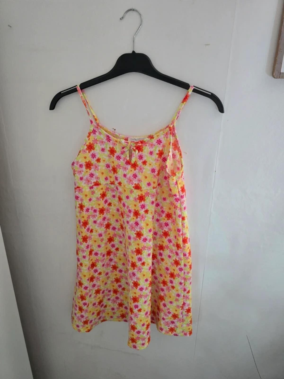 Primark Girls Red, Pink & Yellow-Green Floral Dress Size Age 11-12 Years