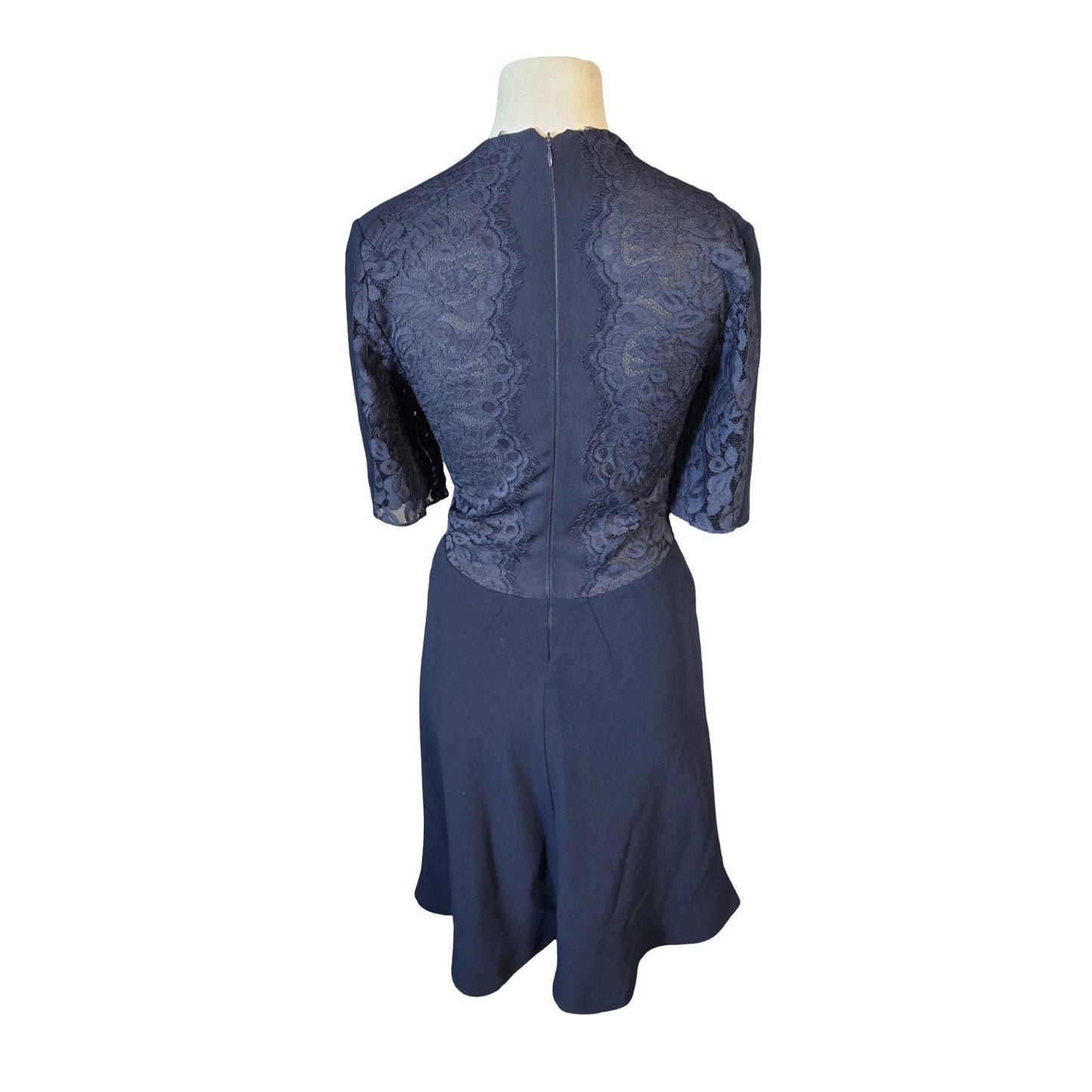 Whistles Navy Lace Fit & Flare Midi Dress – Size 10