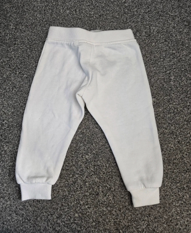 Primark Baby Girls Crisp White Cuffed Fleece Sweatpant Joggers Age 9-12 Months