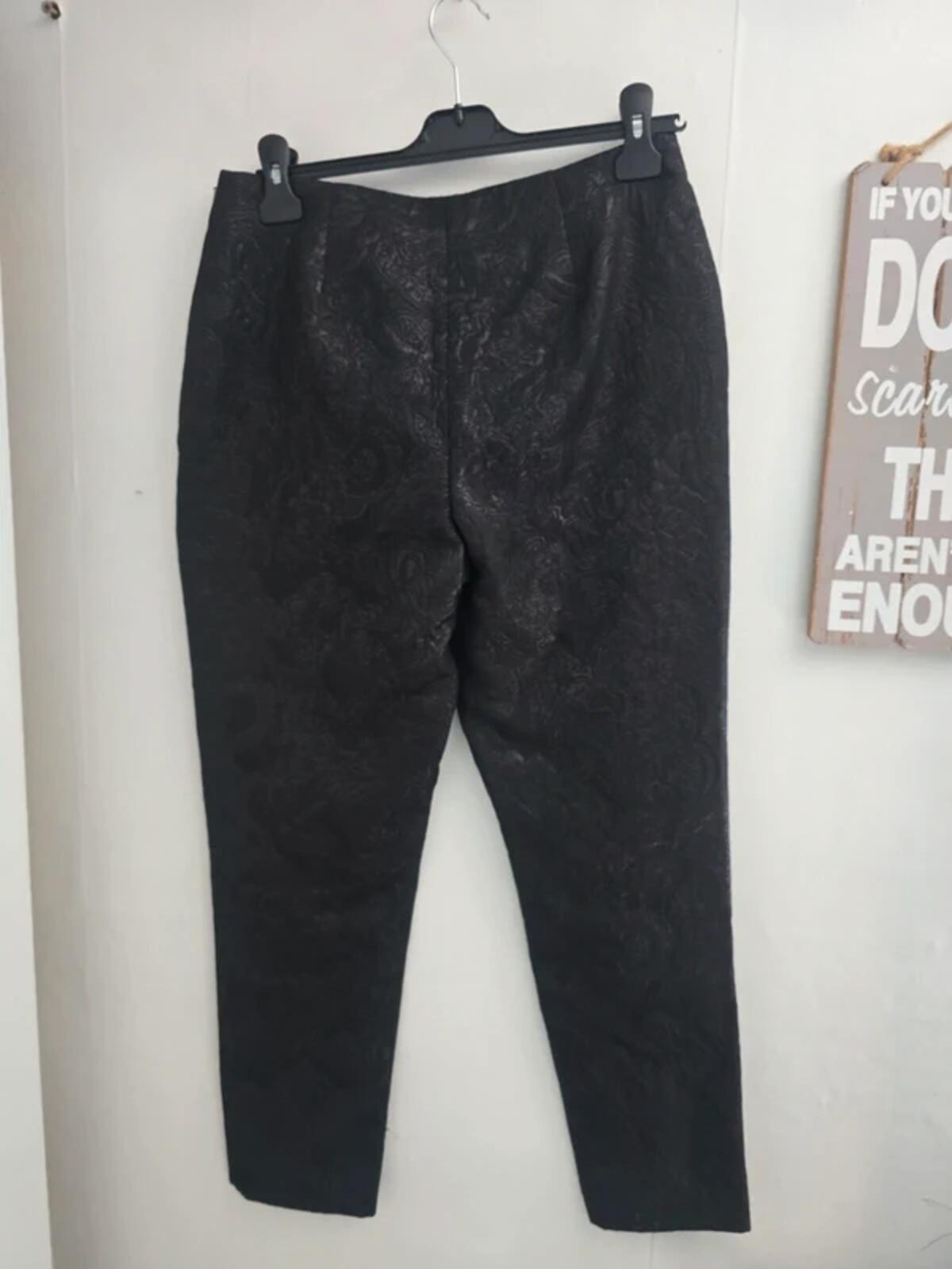 Autograph by Marks & Spencer Black Patterned Slim Trousers - Size 10