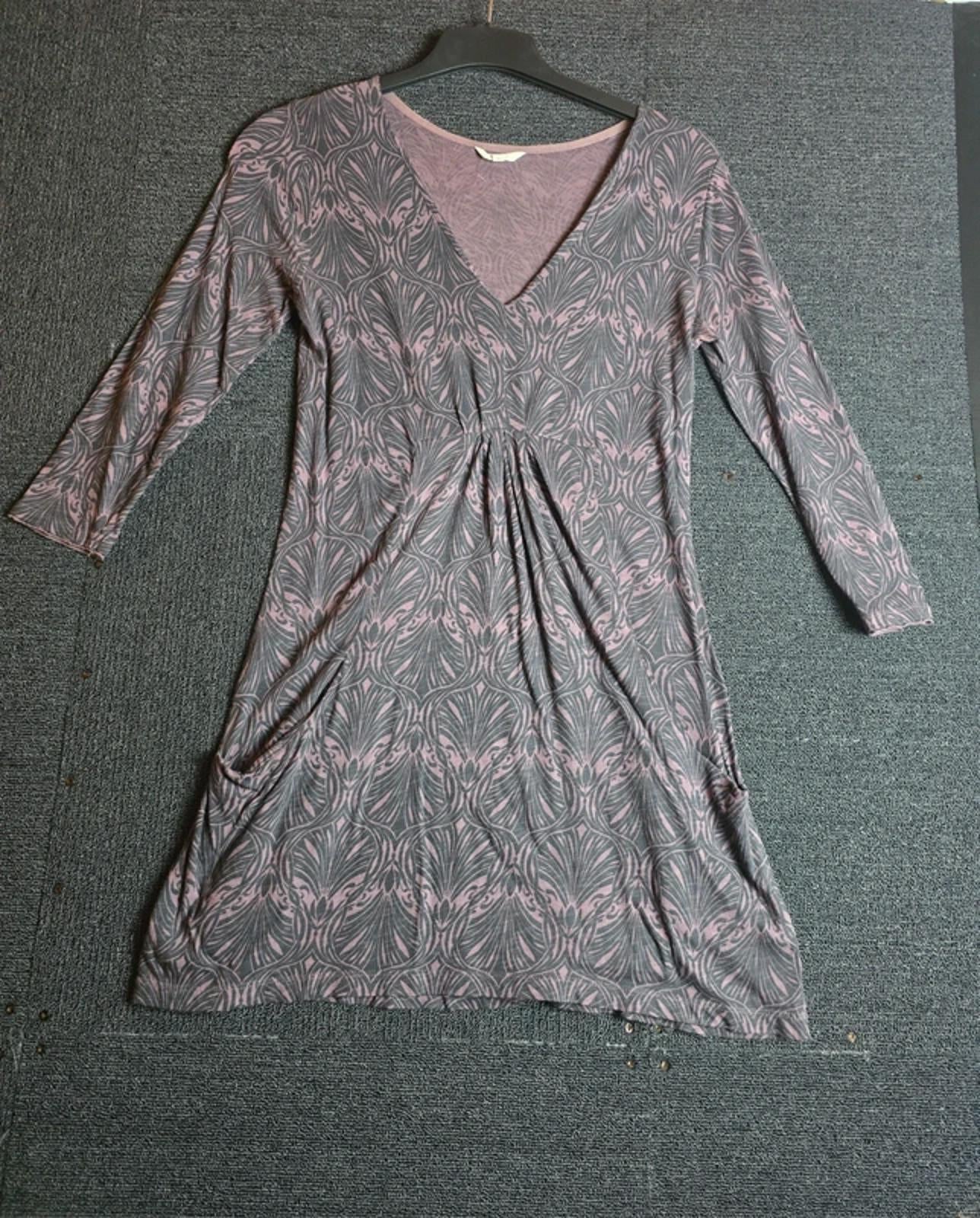 White Stuff Purple & Black Patterned Mini Dress Size 8 Pockets
