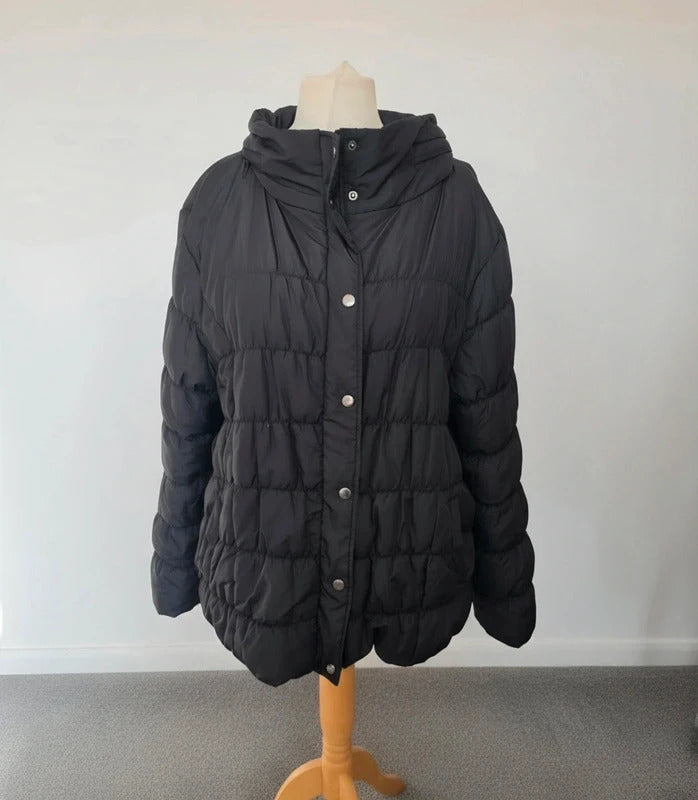 Epilogue Black Puffer Coat Size 18 Quilted Padded Winter Jacket Zip Popper