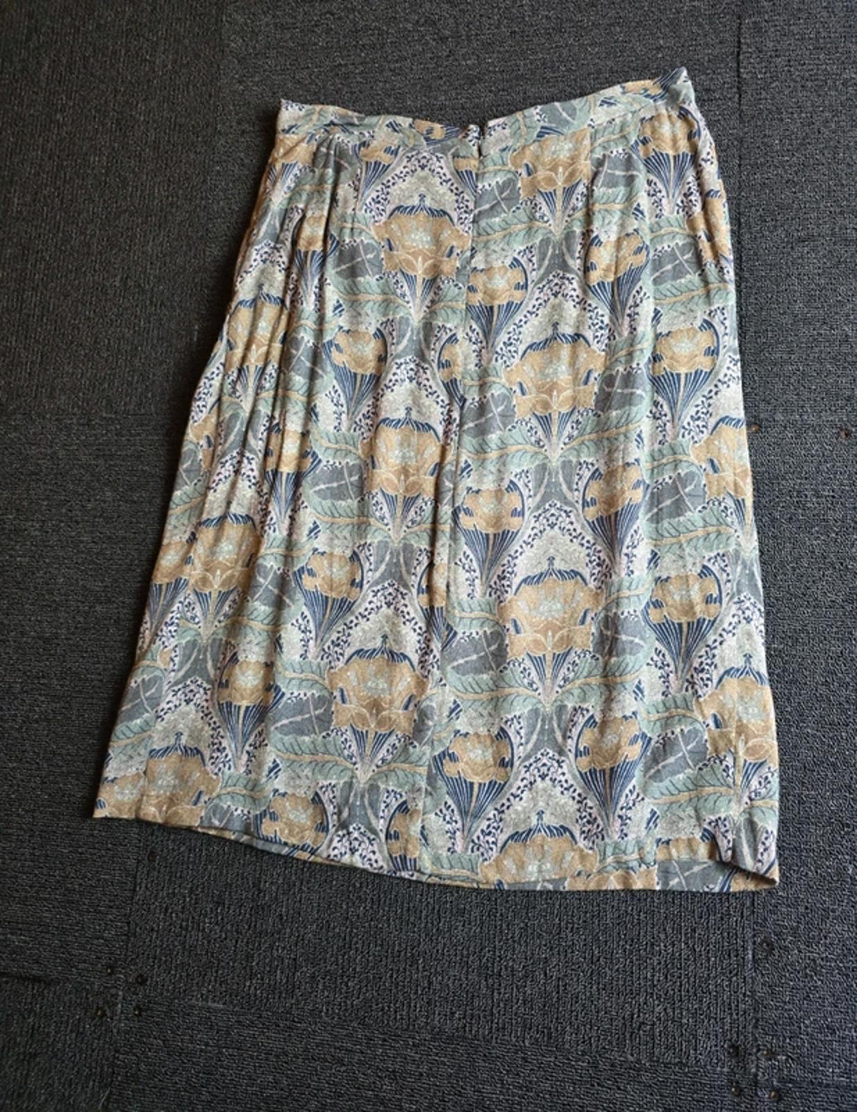Laura Ashley Floral Skirt Green Grey Multicolour Size 12 Lined Pockets