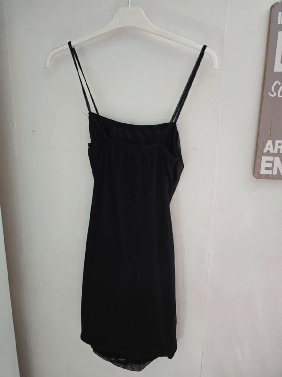 Femme Luxe Black Ruched Sheer Panel Bodycon Mini Dress Size 12