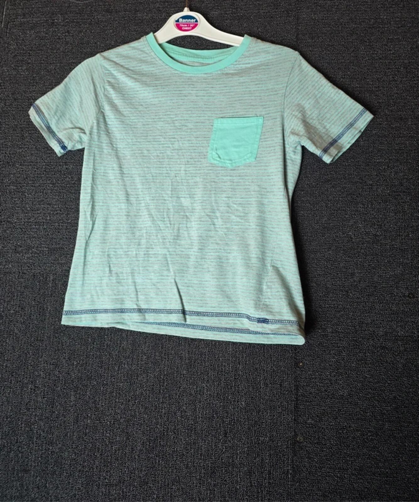 Nutmeg boys green & grey striped short sleeved t-shirt 7years