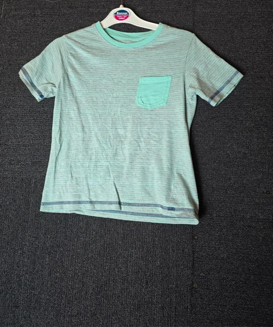 Nutmeg boys green & grey striped short sleeved t-shirt 7years