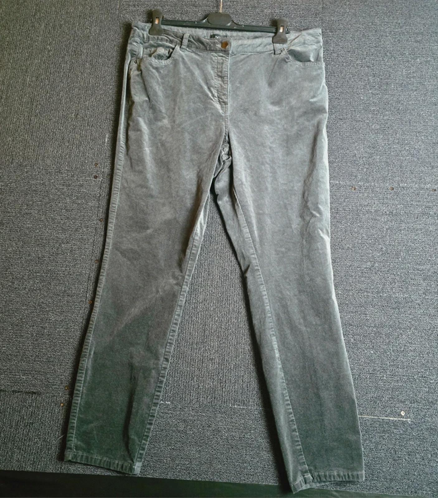 M&Co Dark Grey Velvet Feel Trousers Size 18R High Waist Slim Leg