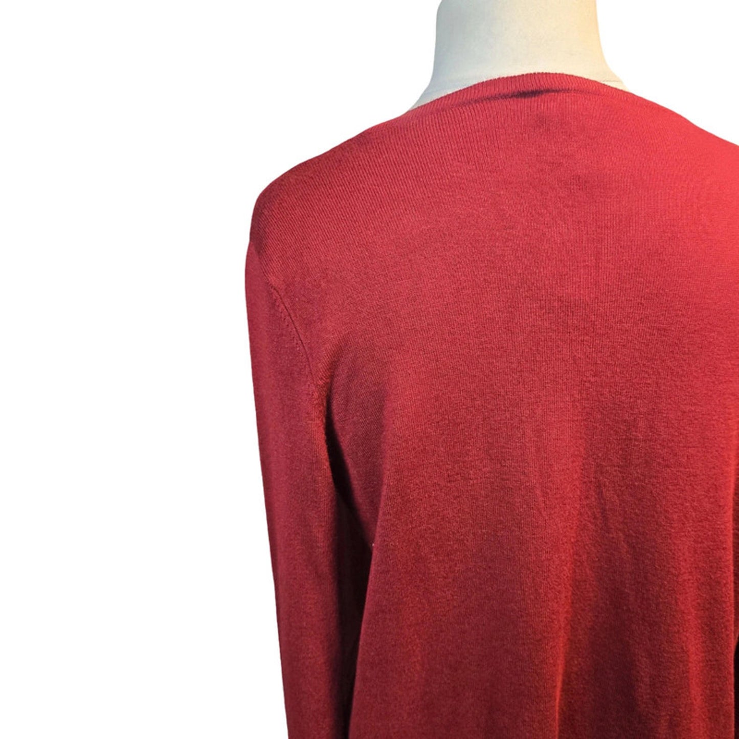 Kaffe Red Open Front Cardigan S Size 10/12 Mid Length Layering Work Causal