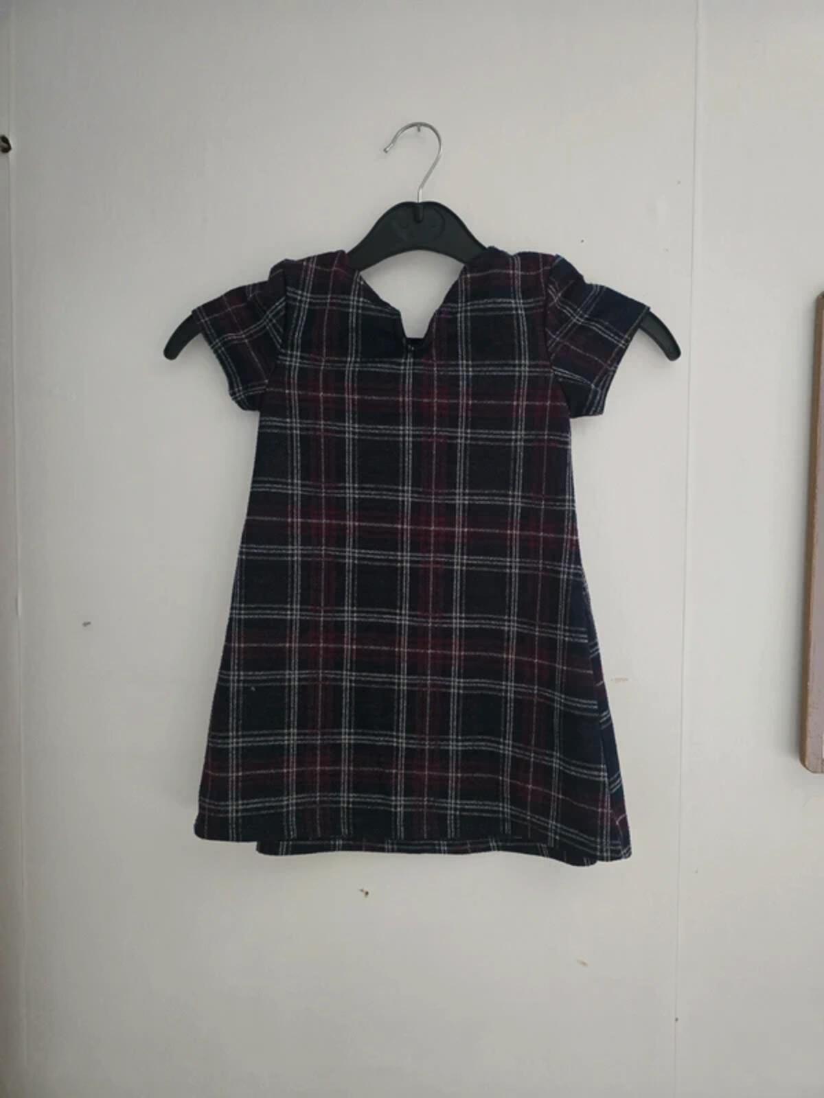 Primark Girls Burgundy and Black Checked Glitter Dress Age 2-3 Years