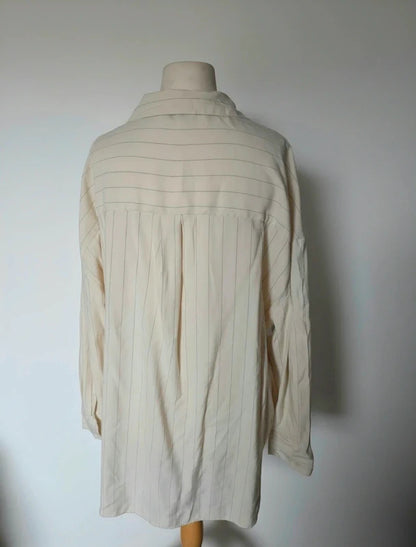 F&F Cream & Black Pinstripe Longline Oversized Shirt Size 20 Relaxed Fit