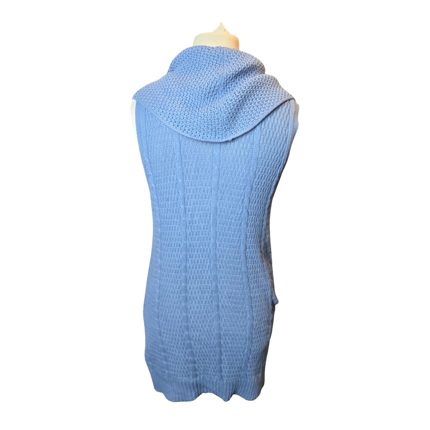 Jeanne Pierre Blue Sleeveless Knitted Jumper Dress L UK Size 12 Cotton