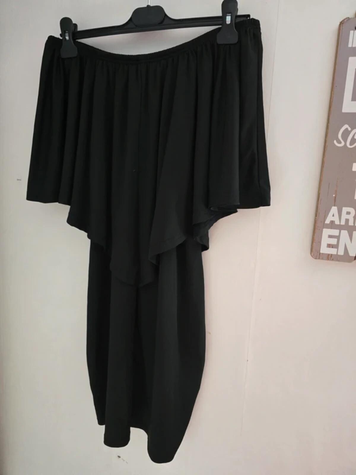 Black Off-The-Shoulder Frilly Bodycon Mini Dress XL Size 12-14