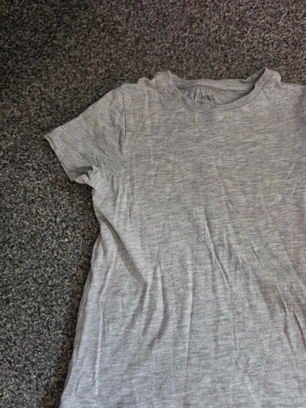 M&S Boys Grey Marl Plain Short Sleeve T-Shirt Age 3-4 Years
