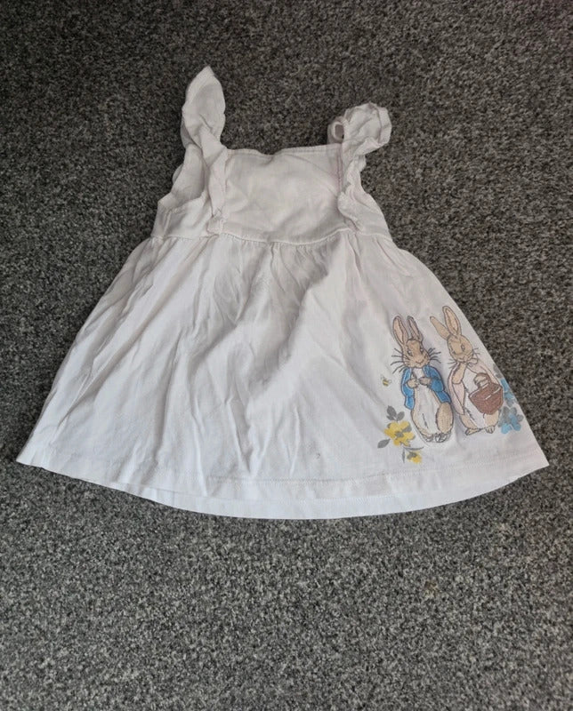 F&F Baby Girls White Peter Rabbit Frill Strap Flared Cami Vest Top 6-9 Months