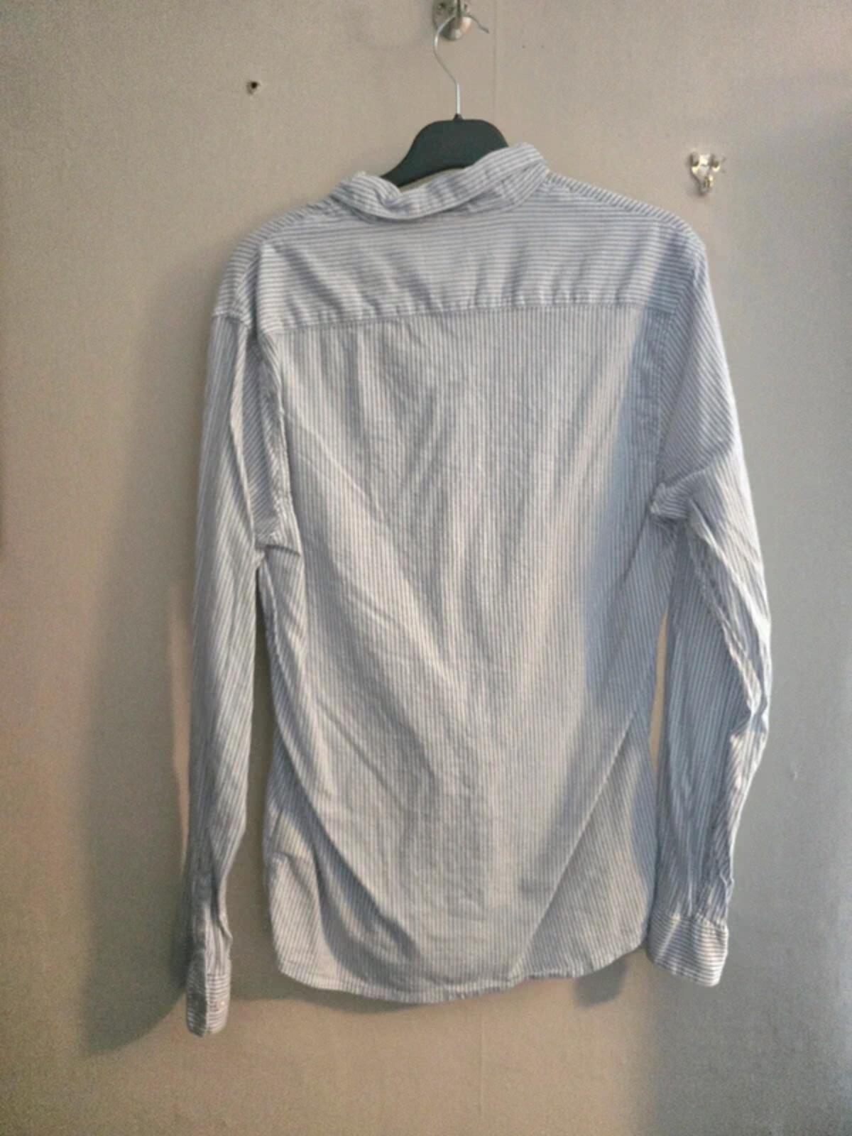 Lee Men's Blue & White Striped Long Sleeve Slim Fit Shirt Size Medium