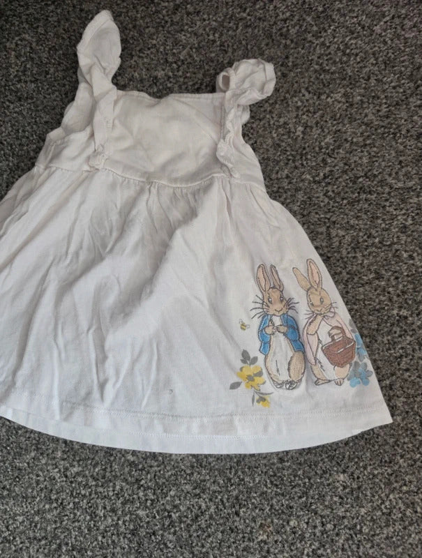 F&F Baby Girls White Peter Rabbit Frill Strap Flared Cami Vest Top 6-9 Months