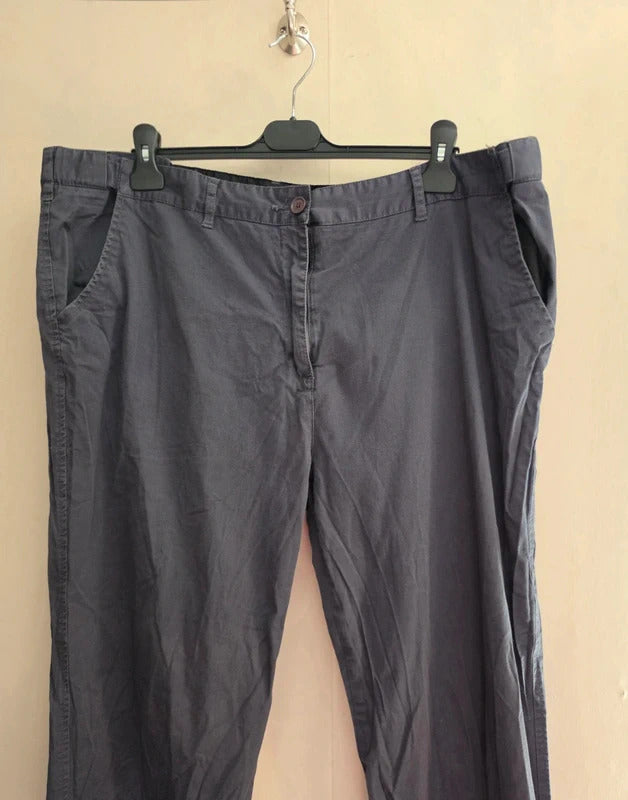 Cotton Traders Dark Grey High-Waisted Flared Trousers Size 22
