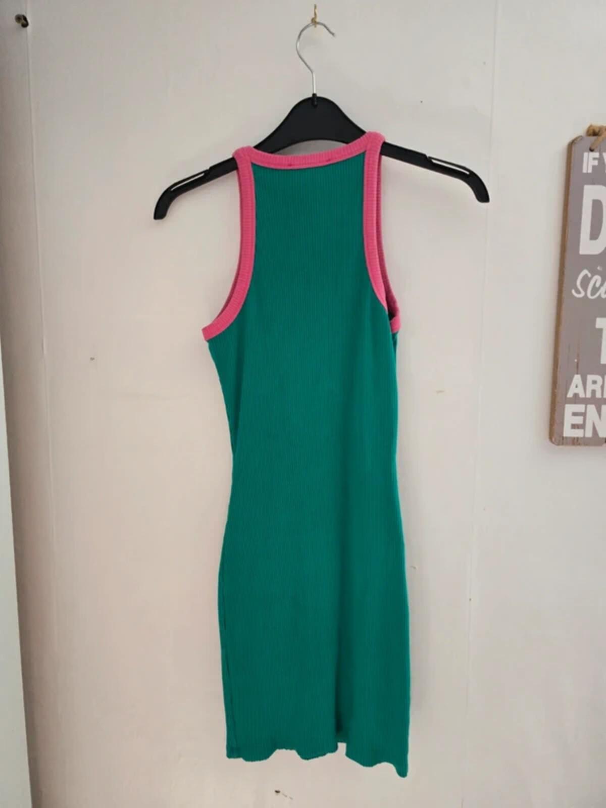 Primark Ladies Green & Pink Patterned Sleeveless Bodycon Dress Size 6