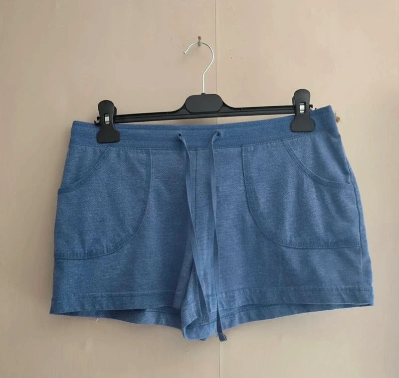 Matalan Blue Jersey Mini Shorts Elasticated Drawstring Waist Size 12