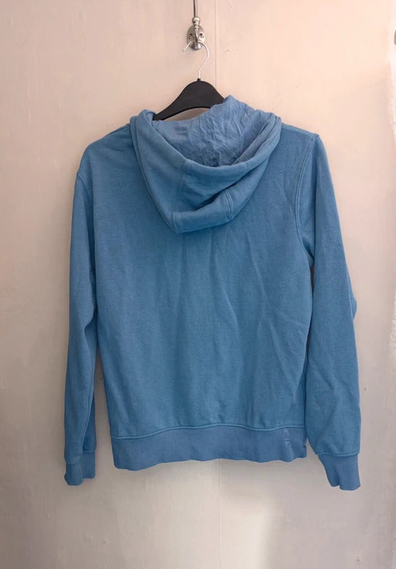 !Solid Light Blue Drawstring Pullover Hoodie Size Small