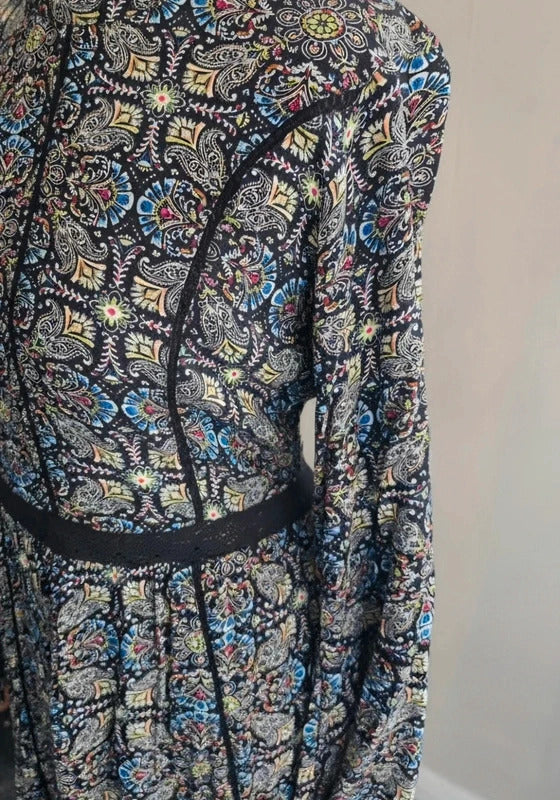 Brave Soul Women's Black Multicoloured Patterned  Knee-Length Dress Size 10-12