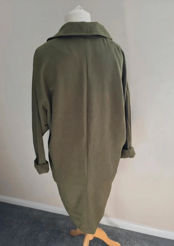 Topshop Khaki Green Oversized Midi Blazer Size 10 Lightweight Relaxed Fit