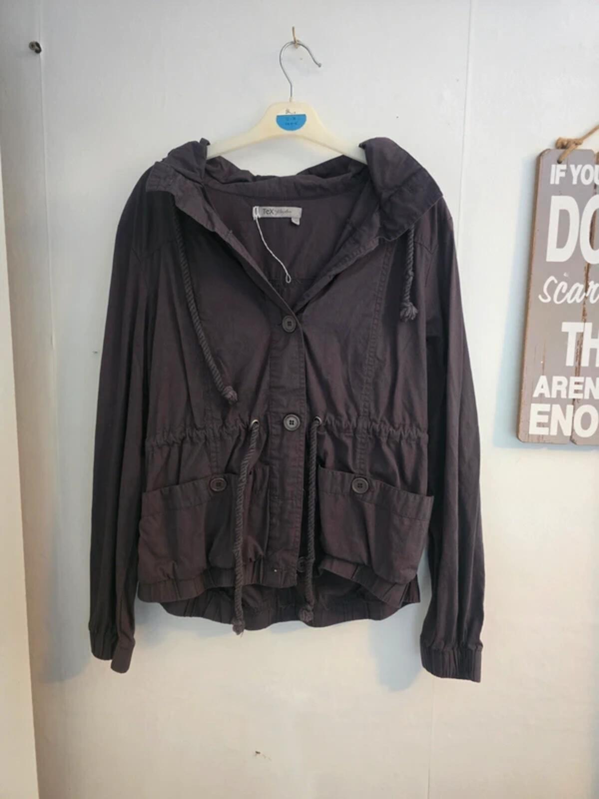 Tex by Max Azria Grey Lightweight Hooded Cotton Jacket M Size 10-12