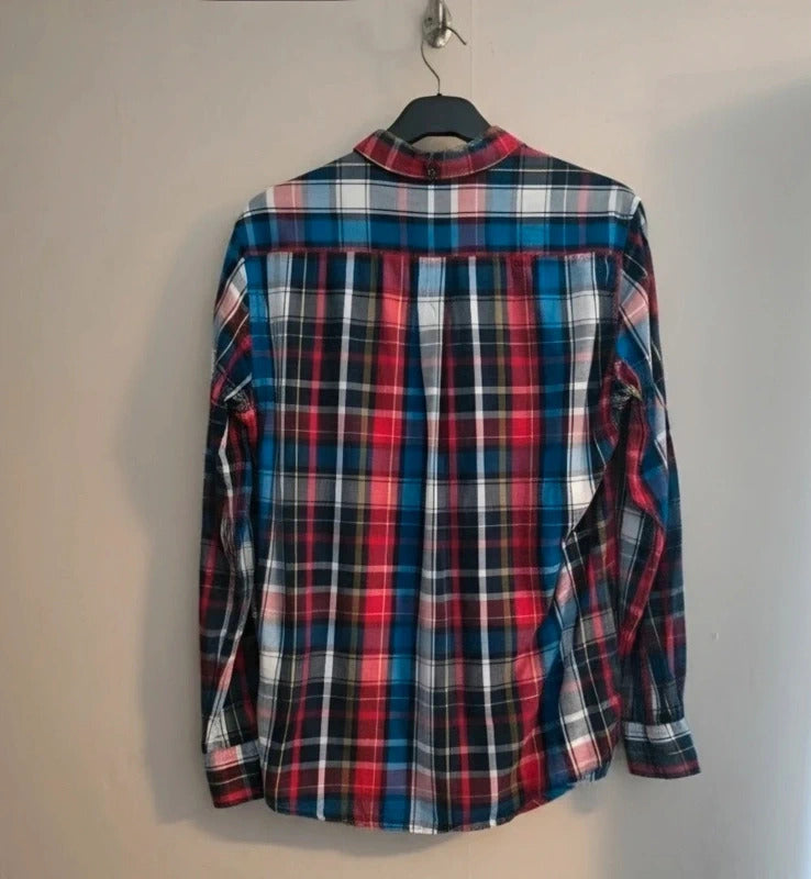 French Connection Men's Multicolour Checked Long Sleeve Shirt Size Medium