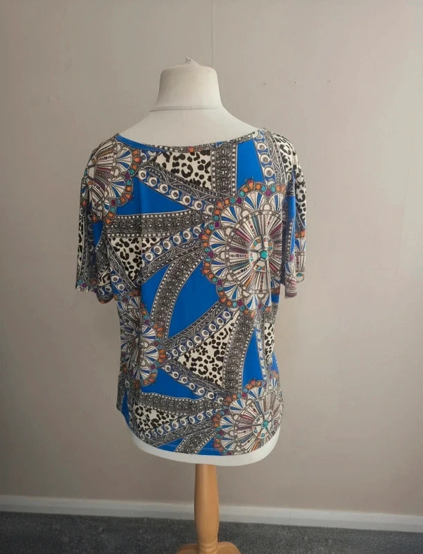 Nightingales Multicoloured Patterned Short Sleeved Stretchy T-Shirt Size 20