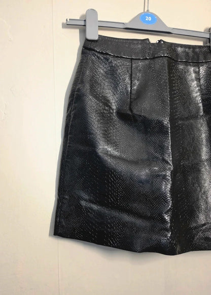 New Look Black Faux Leather Snakeskin Mini Skirt Size 6