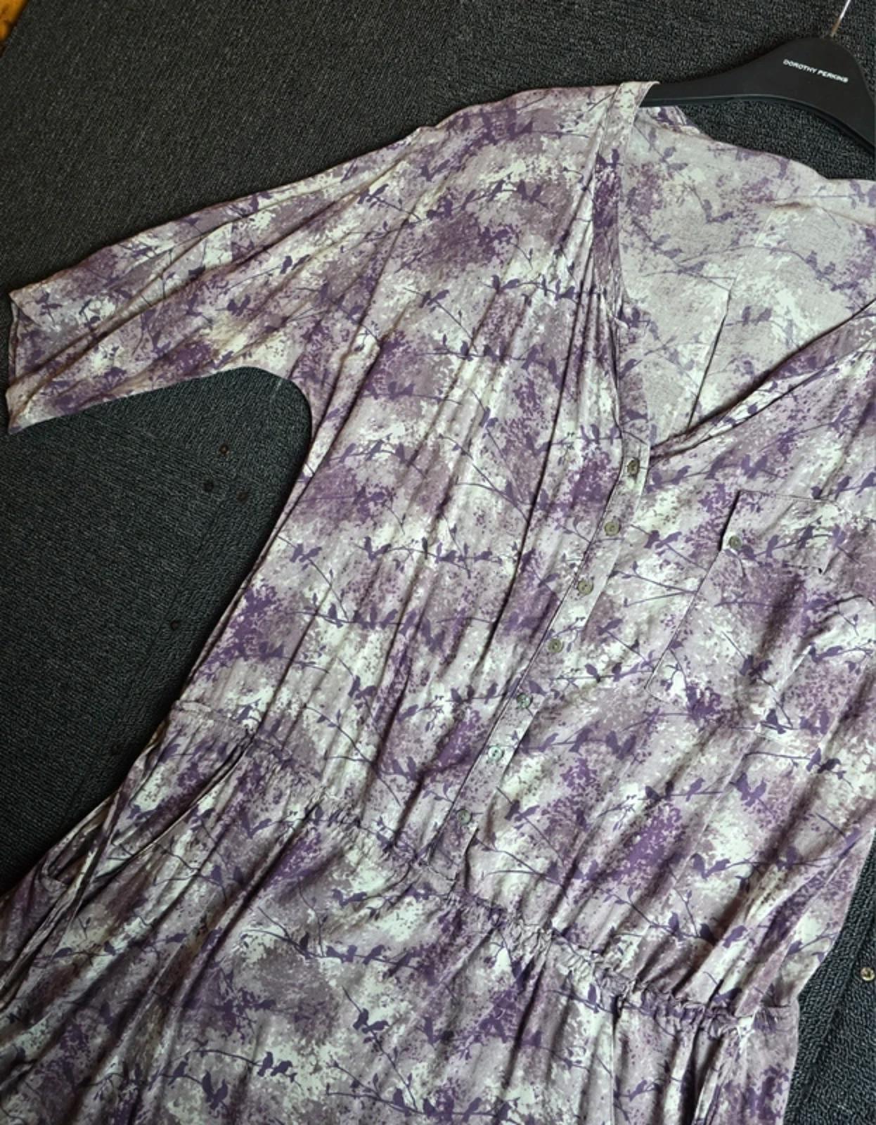 Laura Ashley Dress Purple Abstract Size 14 Tie Waist Casual