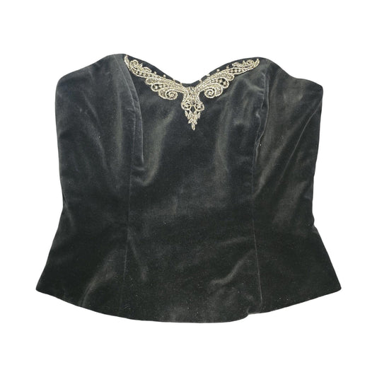 Opera By Richards Corset Black Size 14 Vintage 80s 90s Velvet Formal Glamour