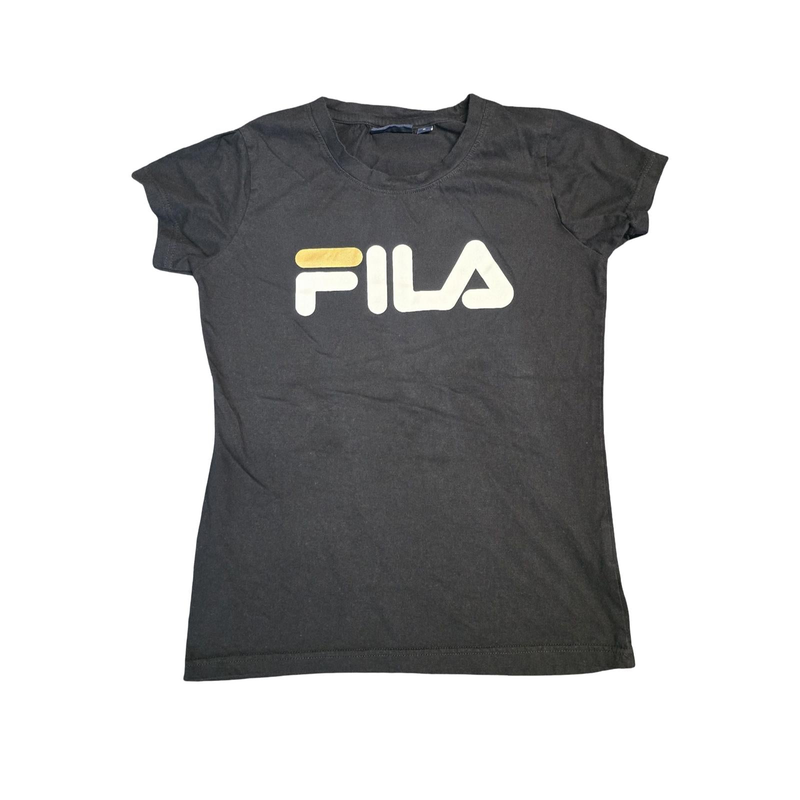 Fila T-shirt Black Size 8-10 Small Causal Short Sleeved