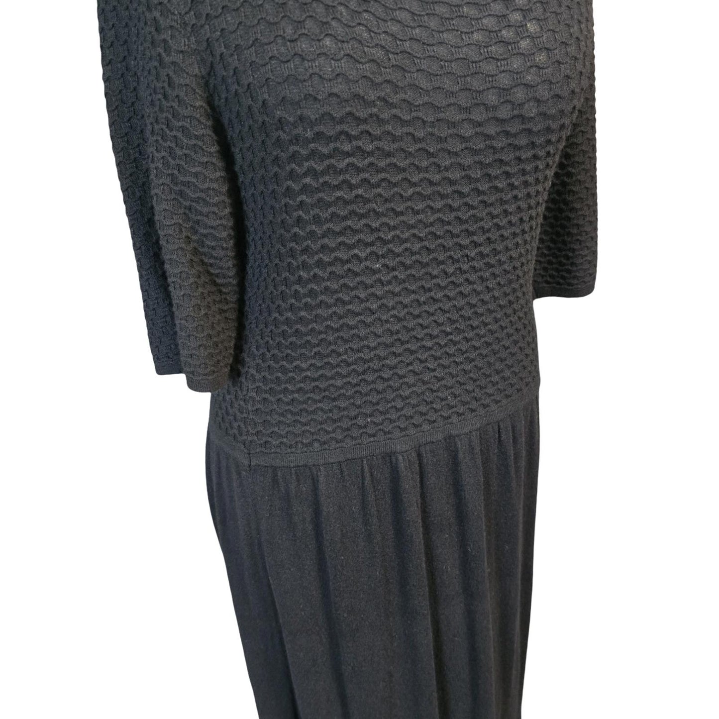 Tu Black ¾ Sleeve Dress  Knitted Top Knee Length Size 14