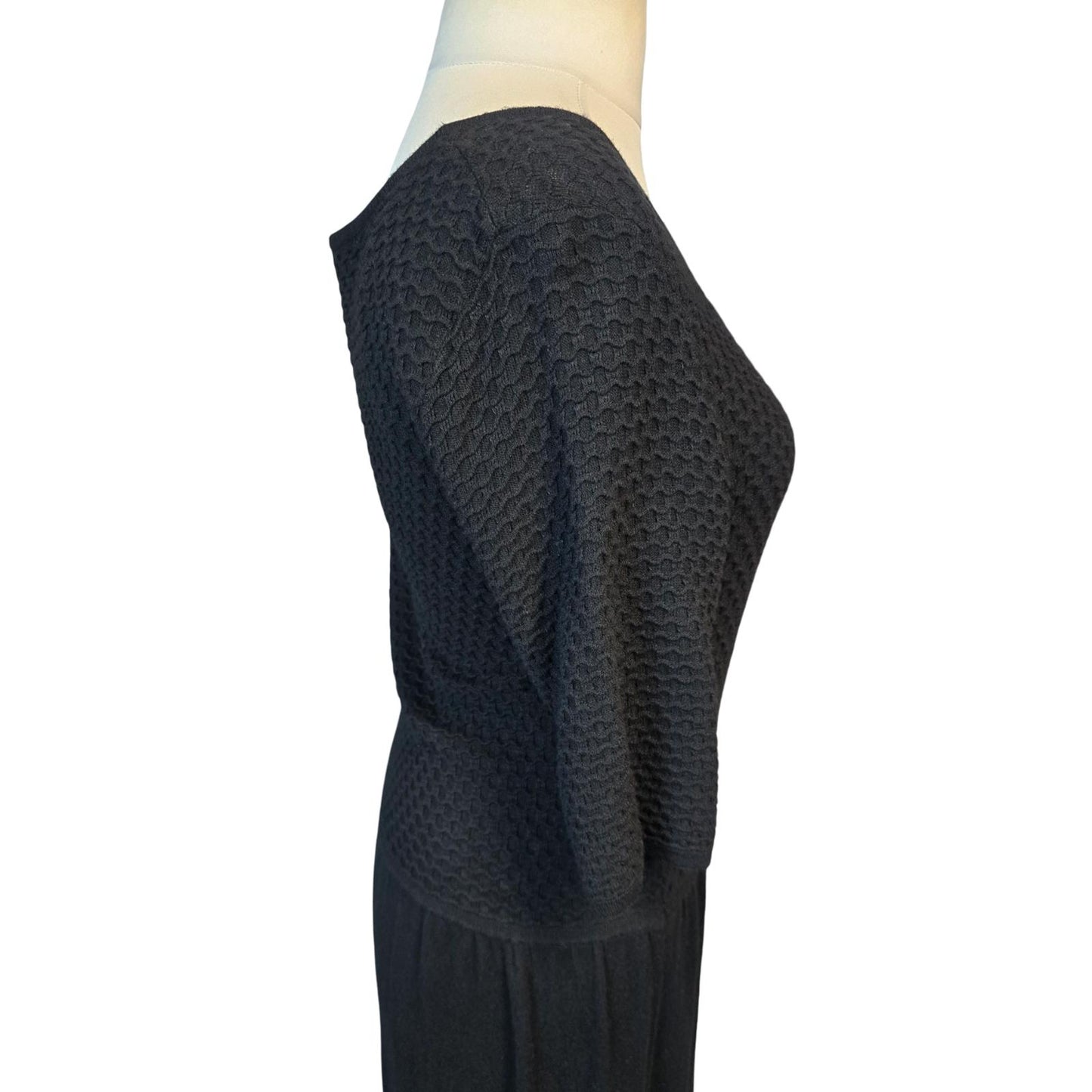 Tu Black ¾ Sleeve Dress  Knitted Top Knee Length Size 14