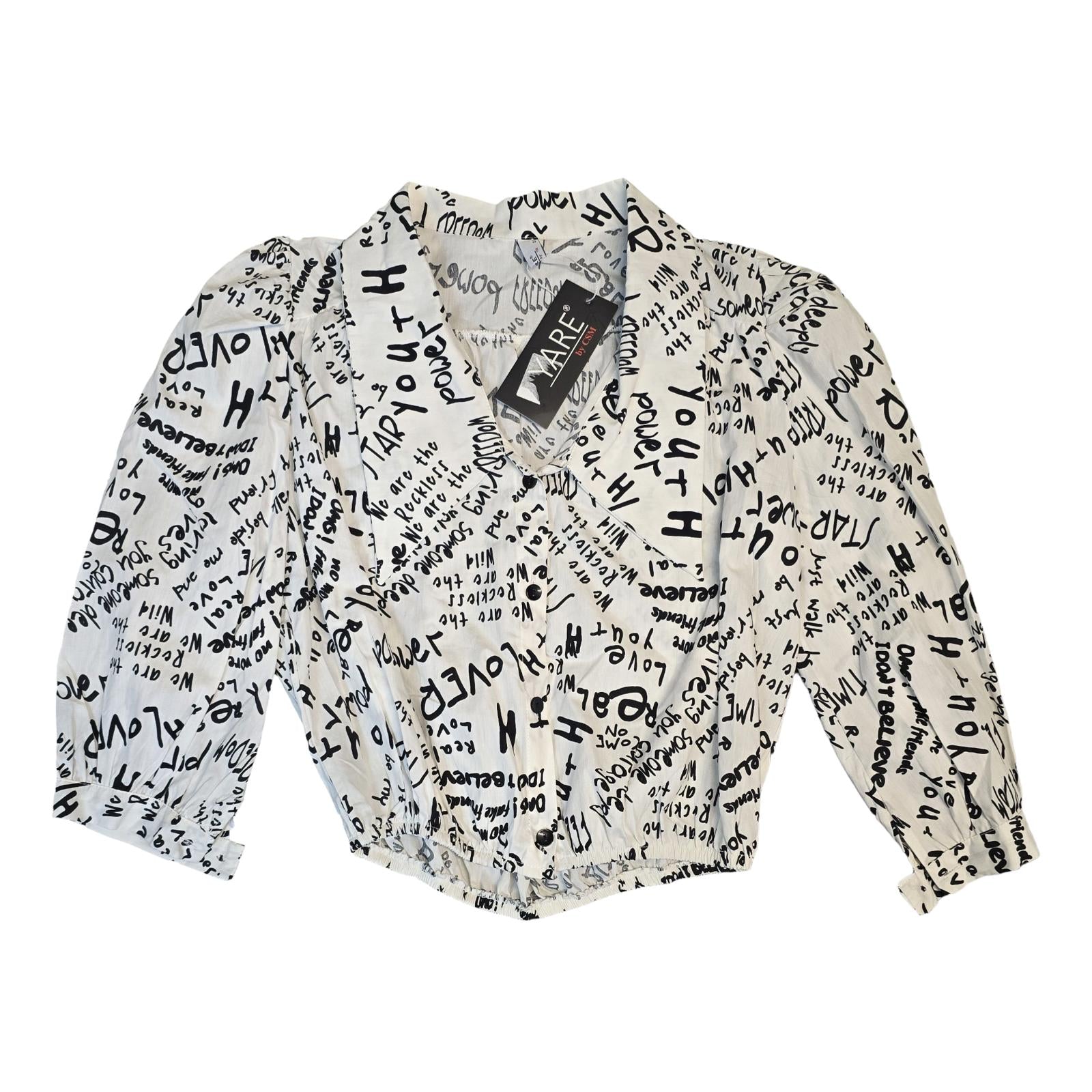 Yare By CSM Shirt White & Black Small Size 8/10 Print Crop New