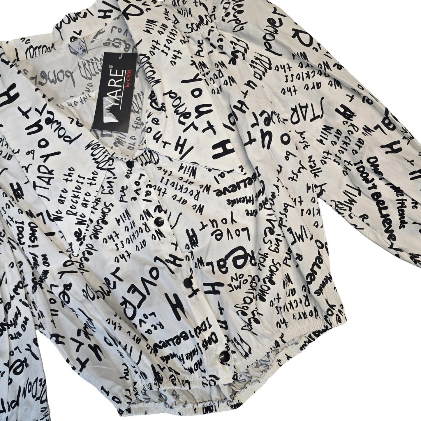 Yare By CSM Shirt White & Black Small Size 8/10 Print Crop New