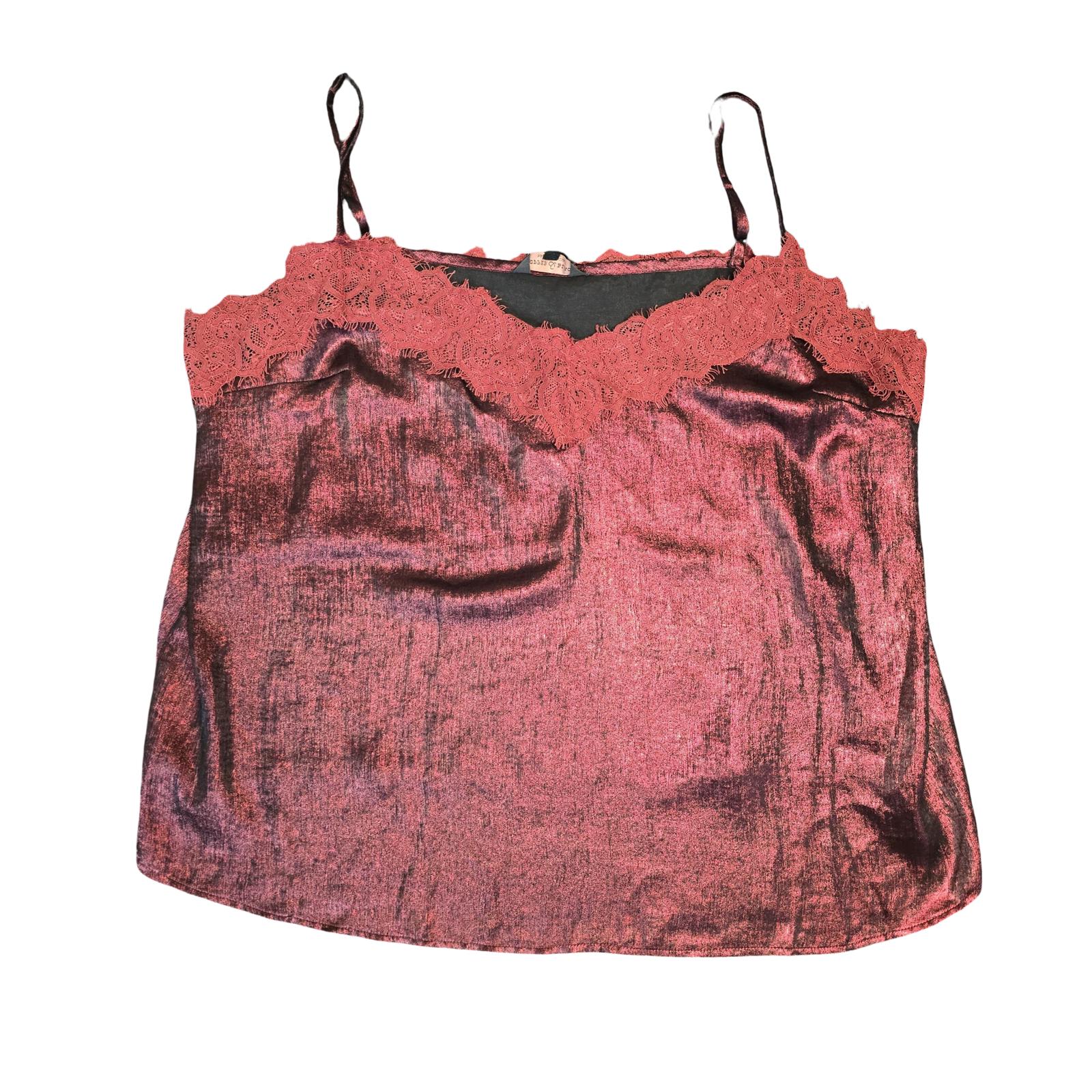 Fatface Copper & Black Cami Top Burgundy Red Glitter Size 22 Weekend New