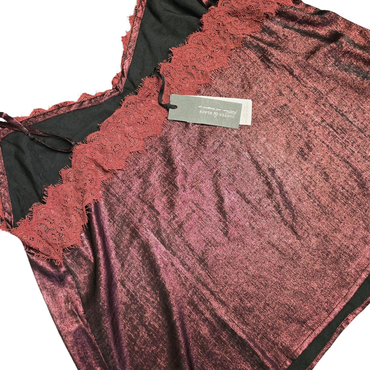 Fatface Copper & Black Cami Top Burgundy Red Glitter Size 22 Weekend New