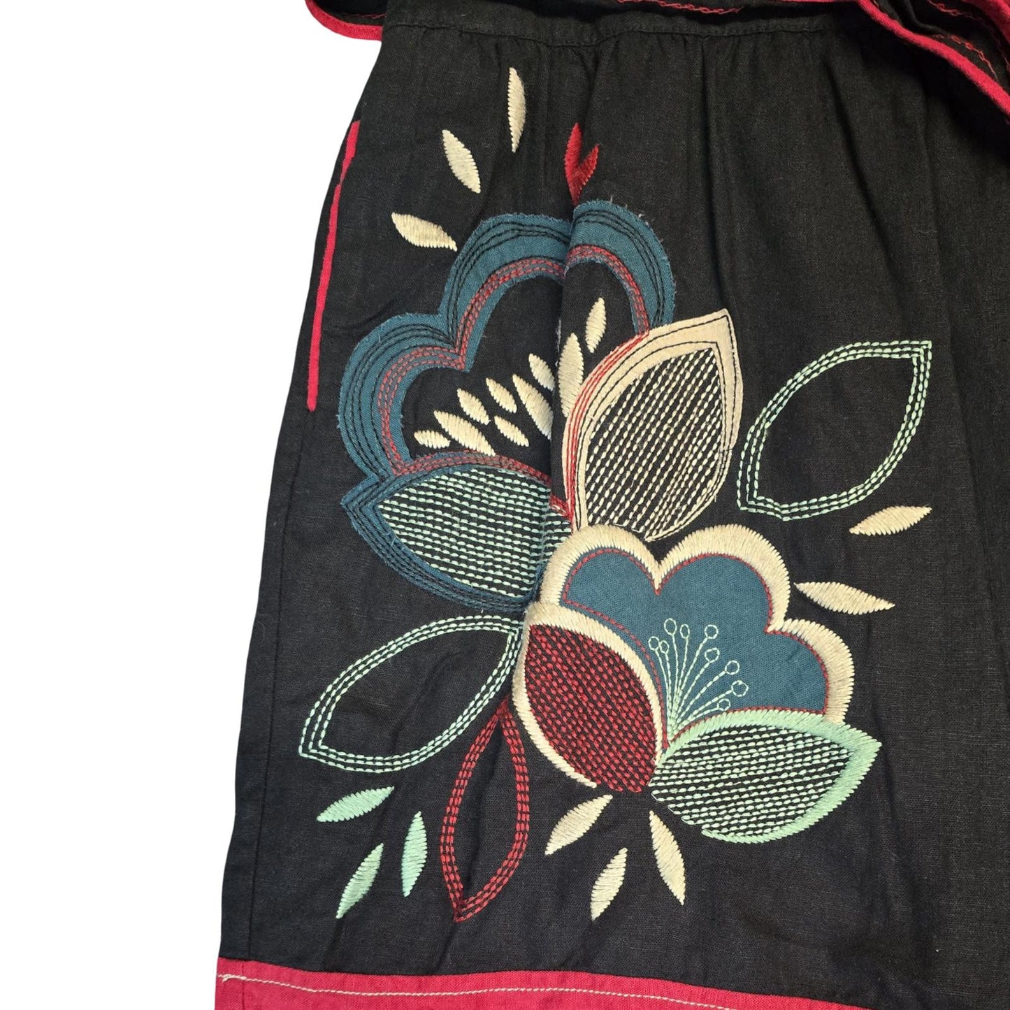 Next Skirt Black & Red Size 14 Knee Length Belted Flared Y2k