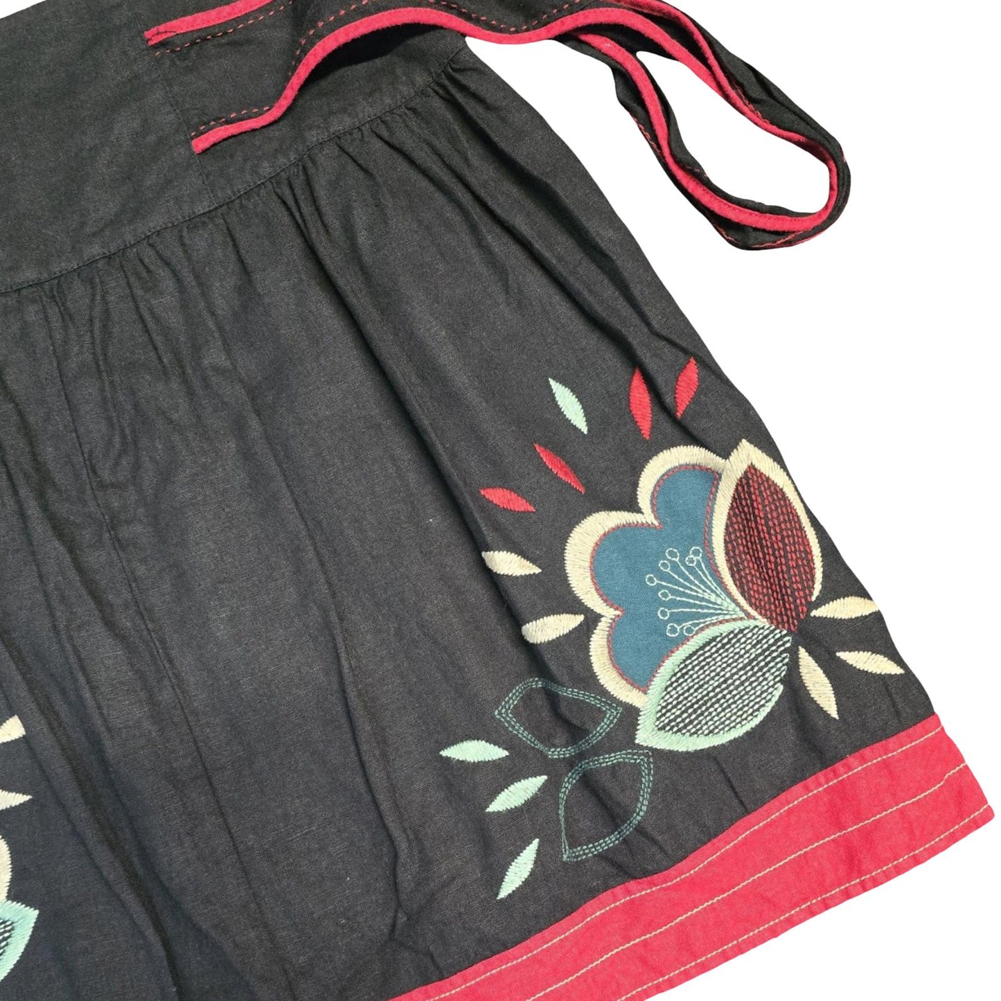 Next Skirt Black & Red Size 14 Knee Length Belted Flared Y2k